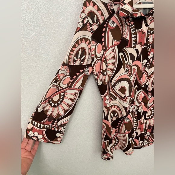 INC International Concepts Retro Print Button Front Blouse Women's Large NWT - Picture 2 of 10